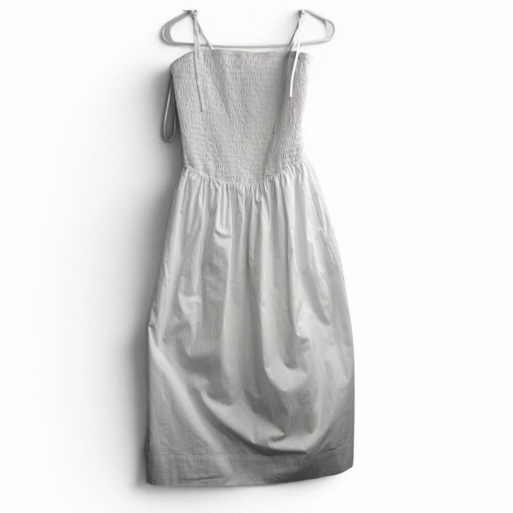 ASTR The Label Harper Smocked Tie Strap Midi Dress - White - Size M - Picture 3 of 10
